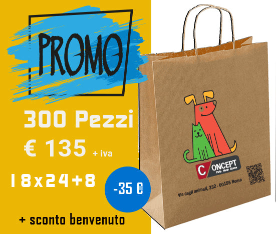 300 Shopper cordino riciclate 18x24+8