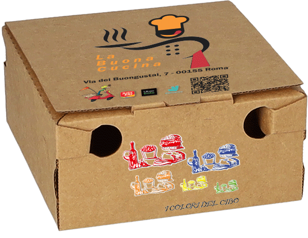 100 Contenitori Take away 15x15 cm personalizzati