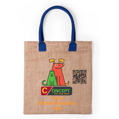 Shopper Juta 38x41 cm manici colorati