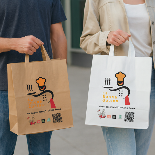 100 Shopper manico piatto 22x29 personalizzate