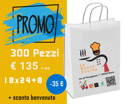 300 Shopper cordino riciclate 18x24+8