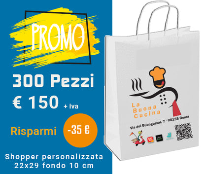 300 Shopper cordino riciclate 22x29+10