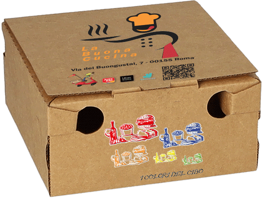 100 Contenitori Take away 15x15 cm personalizzati